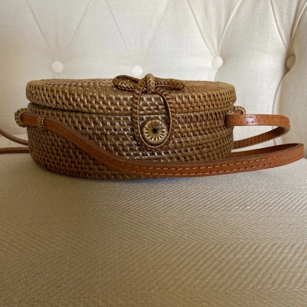 Rattan Canteen Crossbody Bag